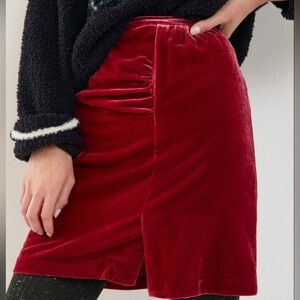 ANTHROPOLOGIE Red Velvet Mini Skirt
